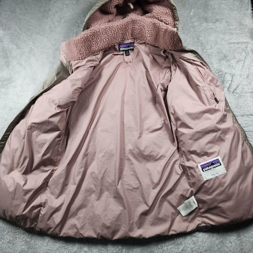 Patagonia Jacket Girls 14 Gray Down Puffer Hooded Fleece Lined Winter Ski